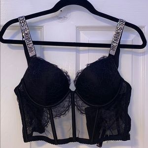 Lace shine strap Push-Up Bra top
